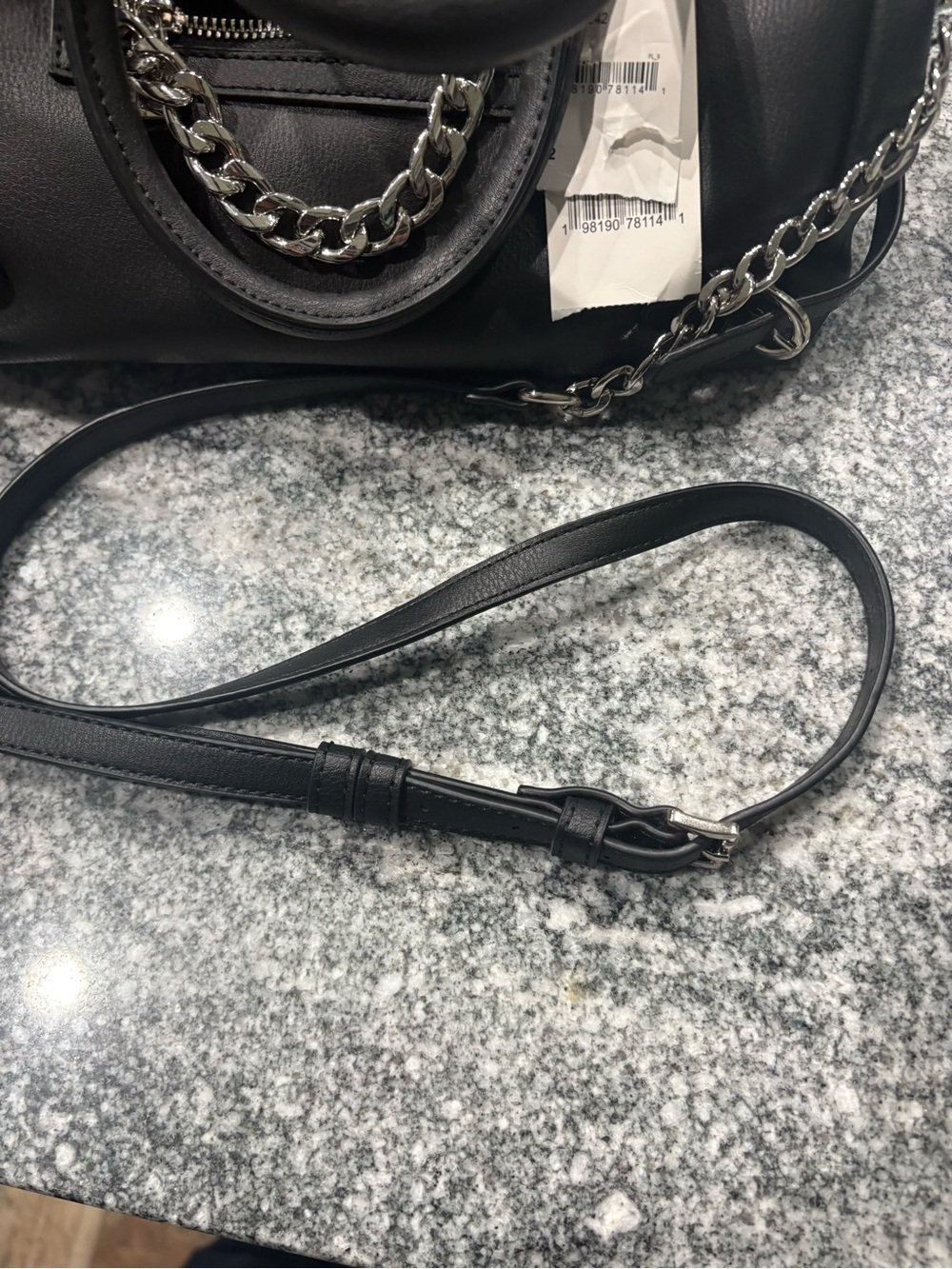 Madden Girl Black Satchel with Silver Chain Accent - Picture 6 of 10